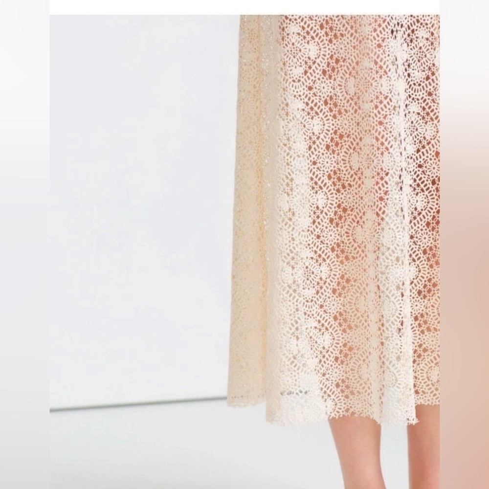 ZARA ECRU GUIPURE LACE
LAYERED A-LINE LONG SKIRT bloggers favourite - Picture 7 of 13
